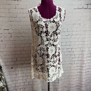 Boston Proper size large white lace tank top tunic